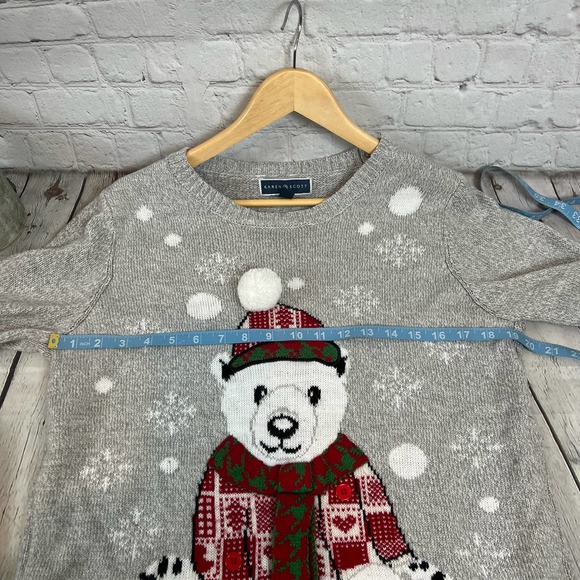 Karen Scott Polar Bear holiday Christmas Sweater knit XL Grey - Picture 5 of 5